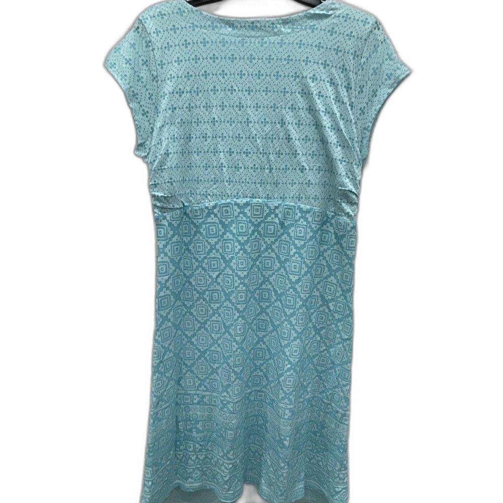 Athleta Turquoise Patterned V‑Neck Cap Sleeve Min… - image 4